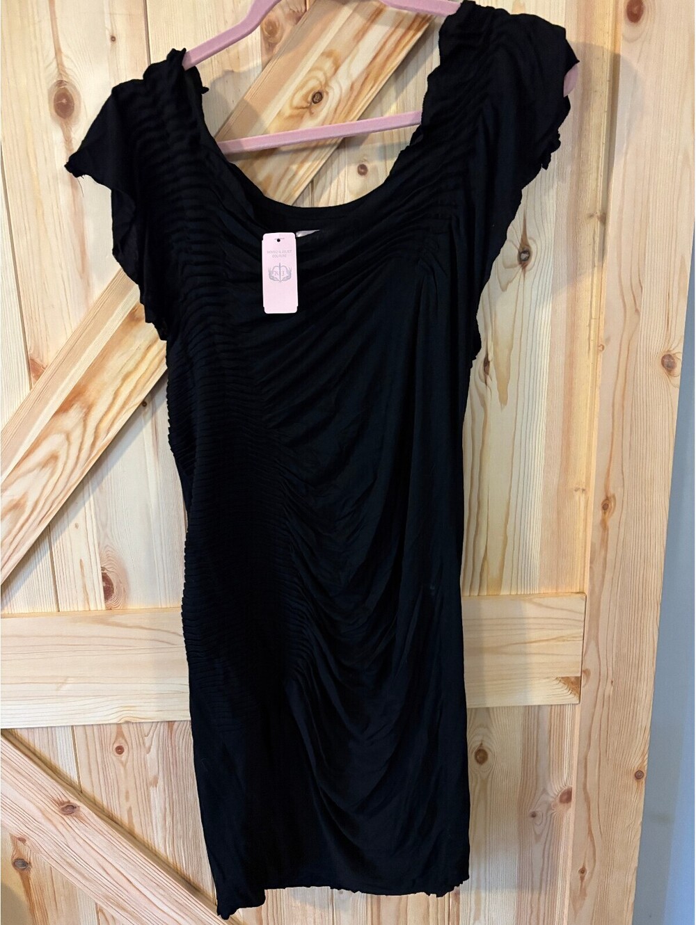 Romeo & Juliet Couture Black Ruched Bodycon Dress NWT Medium